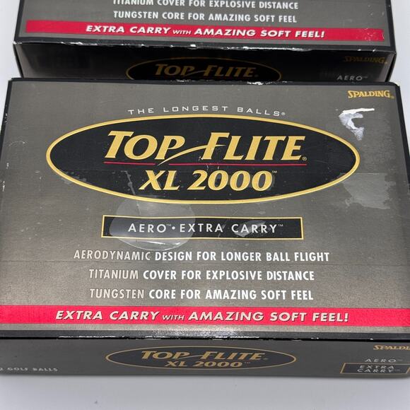 Top Flite XL 2000 Golf Balls Titanium Distance Aero Extra Carry Spalding 2 Pack - Picture 3 of 12